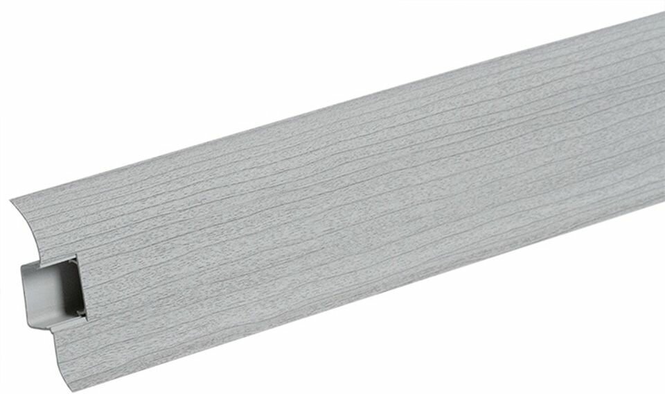 фото Идеал Комфорт плинтус Ясень серый 253 (2,2м) (40шт) / IDEAL Komfort плинтус 55мм с кабель-каналом и мягким краем Ясень серый 253 (2,2м) (упак. 40шт.)