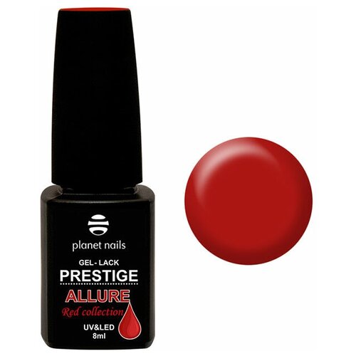 Planet nails Гель-лак Prestige Allure Red Collection, 8 мл, 651 пунцовый красный planet nails верхнее покрытие prestige top coat velvet matte прозрачный 10 мл