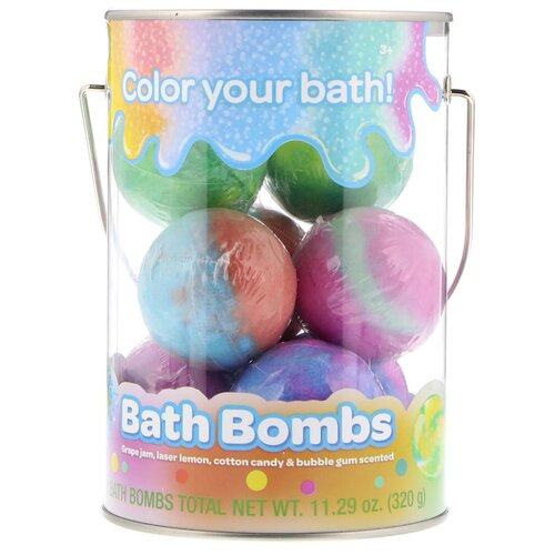 фото Crayola, цветные бомбы для ванны, виноградное варенье, лазерный лимон, сахарная вата и жевательная резинка, 8 бомб для ванн, 320 г