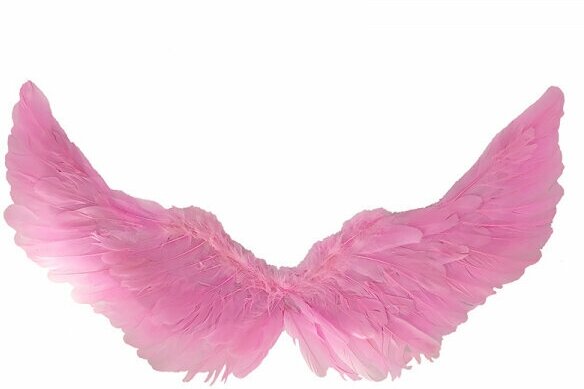 Крылья ангела розовые перьевые карнавальные большие 60х35см, на Хэллоуин и Новый год