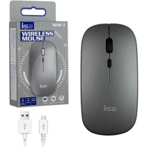 Беспроводная оптическая компьютерная мышь / Wireless Mouse WM-1, серая