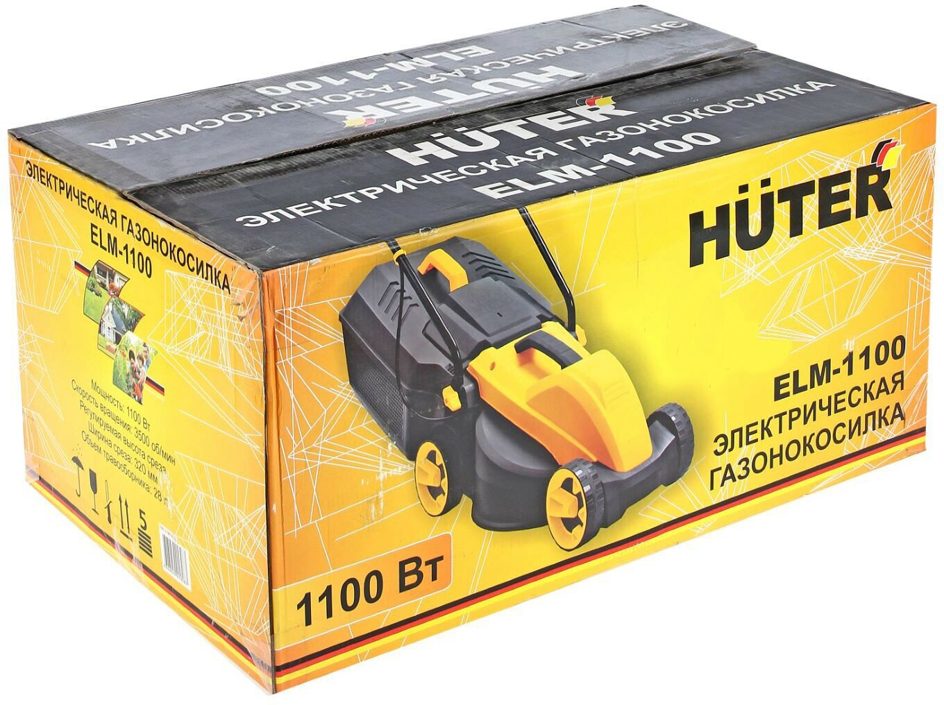 Электрическая газонокосилка Huter ELM-1100 новый 1100 Вт 32