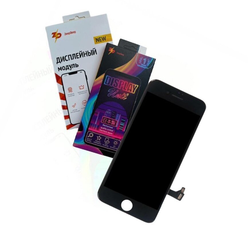 Display / Дисплей в сборе с тачскрином ZeepDeep PREMIUM для iPhone 8, SE 2020, черный + прокладка-абсорбер