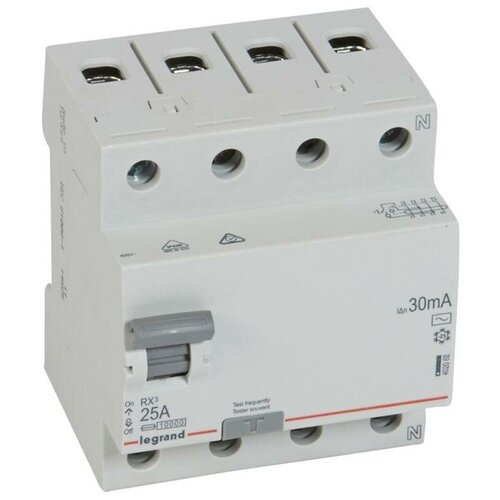 Legrand выключатель дифференциального тока RX3 ВДТ 30мА 25А 4П AC (арт. 402062)