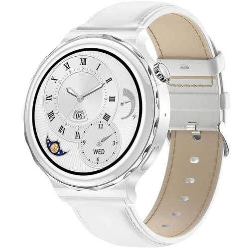 Умные часы Х6pro женские круглые iOS Android, 2 ремешка, серебристые смарт часы фитнес браслет smartwatch к телефону умные часы для спорта