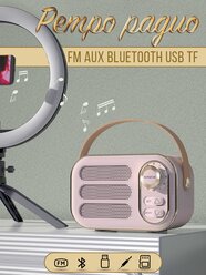 Ретро радиоприемник / беспроводная колонка FM AUX BLUETOOTH USB TF (розовый)