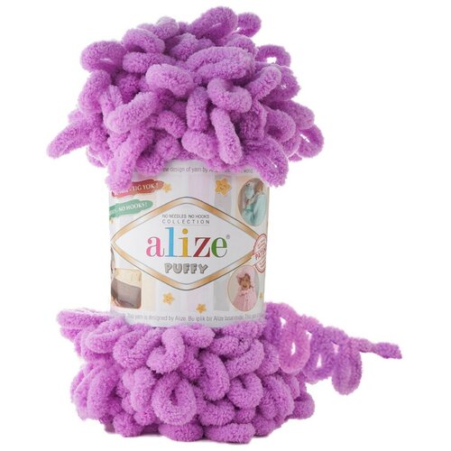 Puffy пряжа alize puffy color 6 шт белый розовый серый 5864 9 м 100 г большие петли 4 см ализе пуффи колор