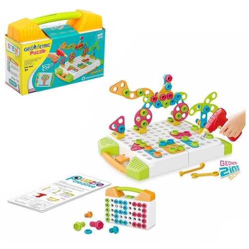 Конструктор винтовая мозайка Объемные фигуры 2 в 1 с шуруповертом129 деталей 3145₽