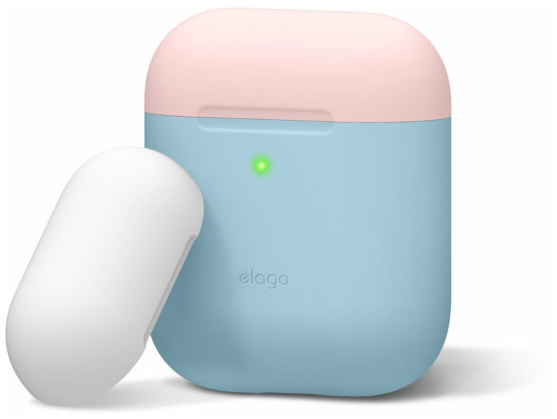 Чехол Elago Silicone DUO для AirPods 1/2, Pastel Blue с крышками Pink и White