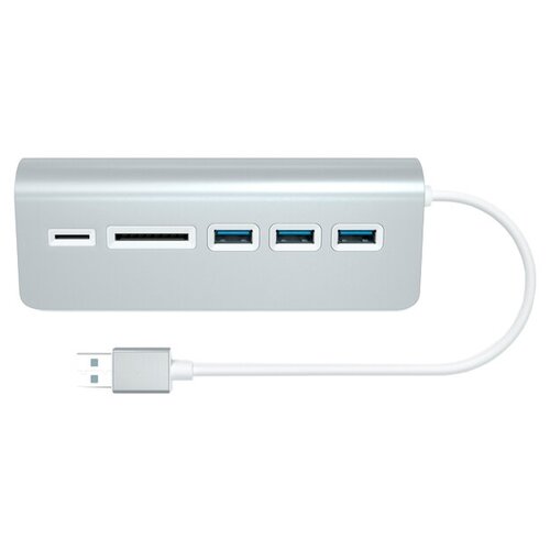USB-концентратор Satechi Aluminum USB 3.0 Hub & Card Reader, разъемов: 3, Silver usb концентратор hama usb c hub card reader 3 ports