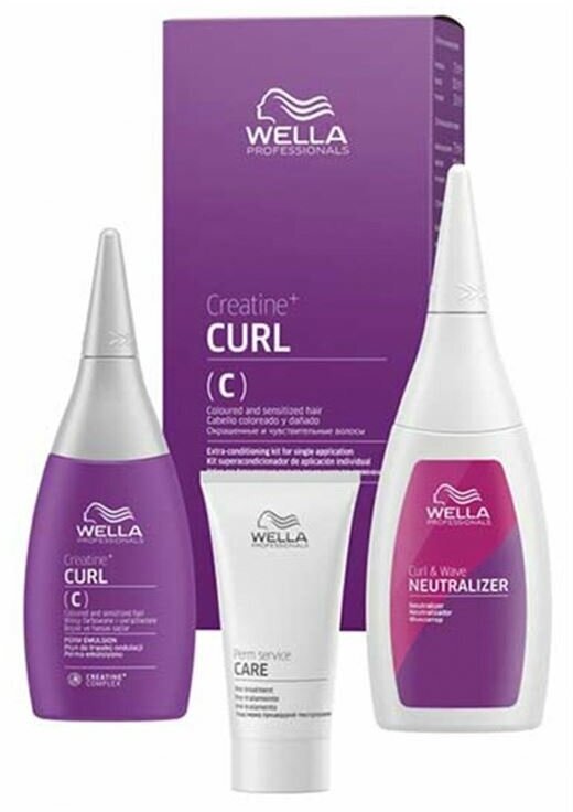 Набор Wella Professionals Creatine+ Creatine+ Curl Kit (С), Набор для окрашенных и чувствительных волос, Набор: лосьон, 75 мл + фиксатор, 100 мл + уход, 30 мл