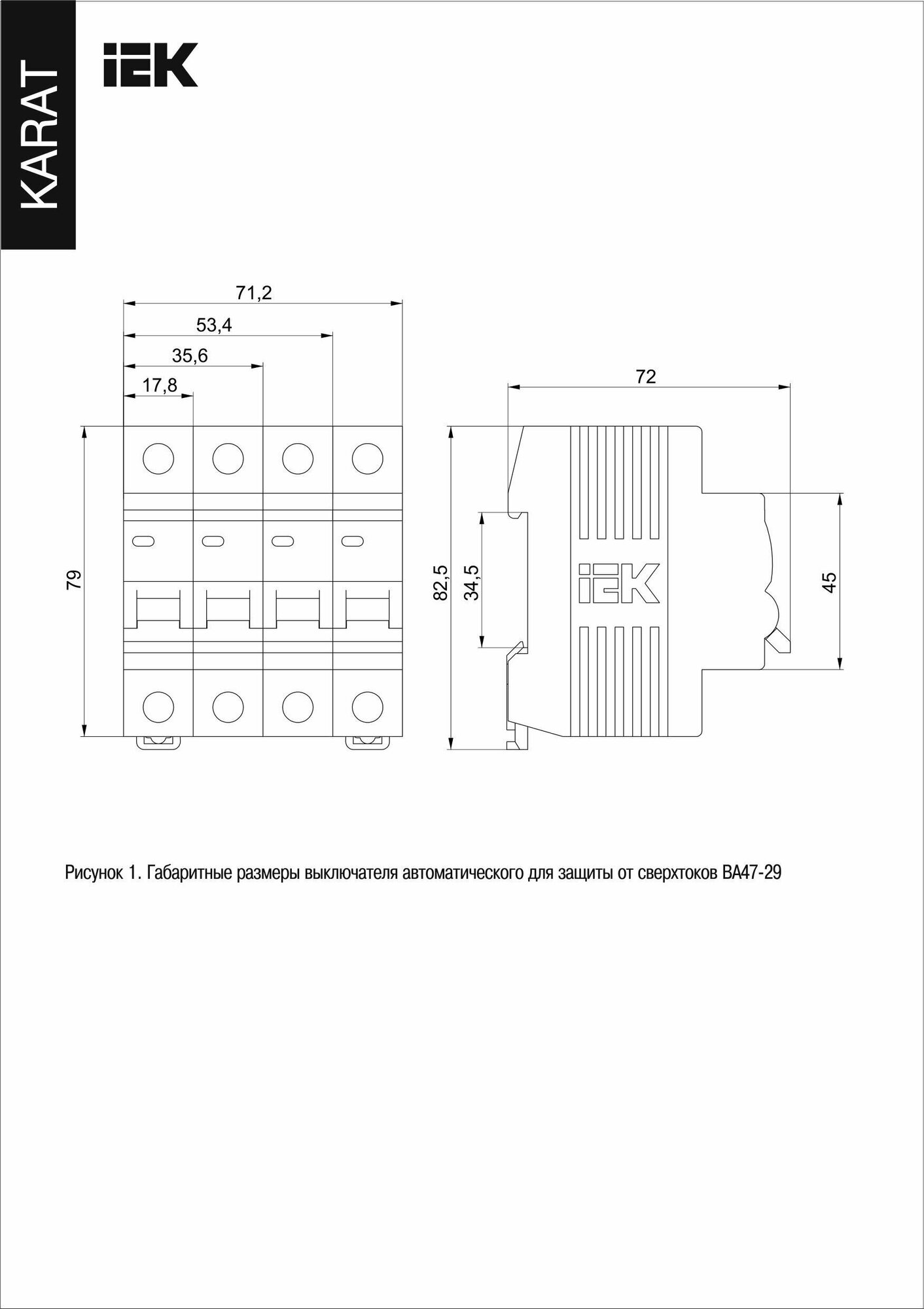 Автоматический выключатель IEK ВА47-29 2P 10А характеристика C - фотография № 4