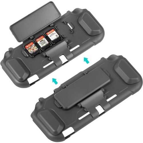 защитный чехол кейс для игр и накладки для nintendo switch oled dobe protective case itns 2120 розовый Пластиковый защитный чехол кейс с отсеками для картриджей Nintendo switch Lite Dobe TNS-19121 Темно серый