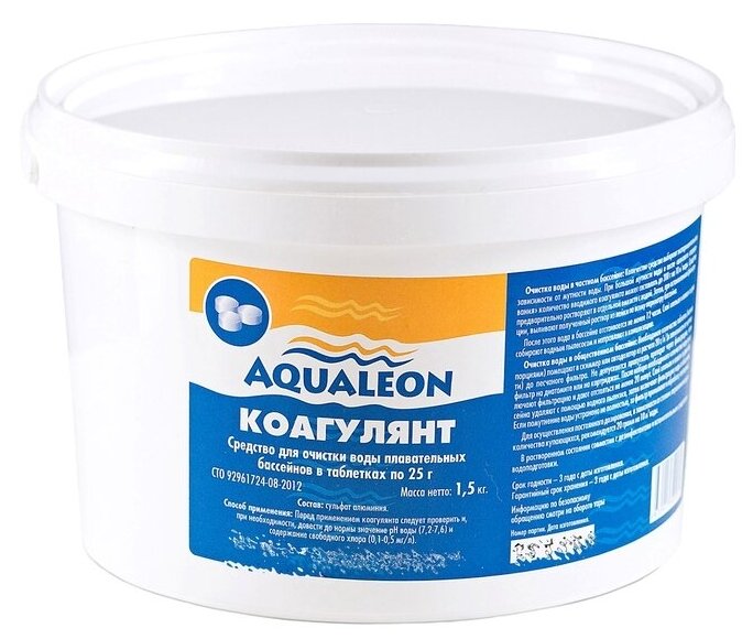 Aqualeon Коагулянт Aqualeon таб. 25 гр, 1,5 кг