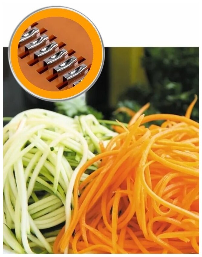 Овощерезка для корейских салатов, 6 насадок / Терка для овощей, фруктов, сыра - фотография № 5