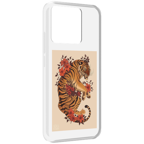 Чехол MyPads злой-тигр-с-цветами для Xiaomi Redmi 10A задняя-панель-накладка-бампер чехол mypads злой большой тигр для xiaomi redmi 10a задняя панель накладка бампер