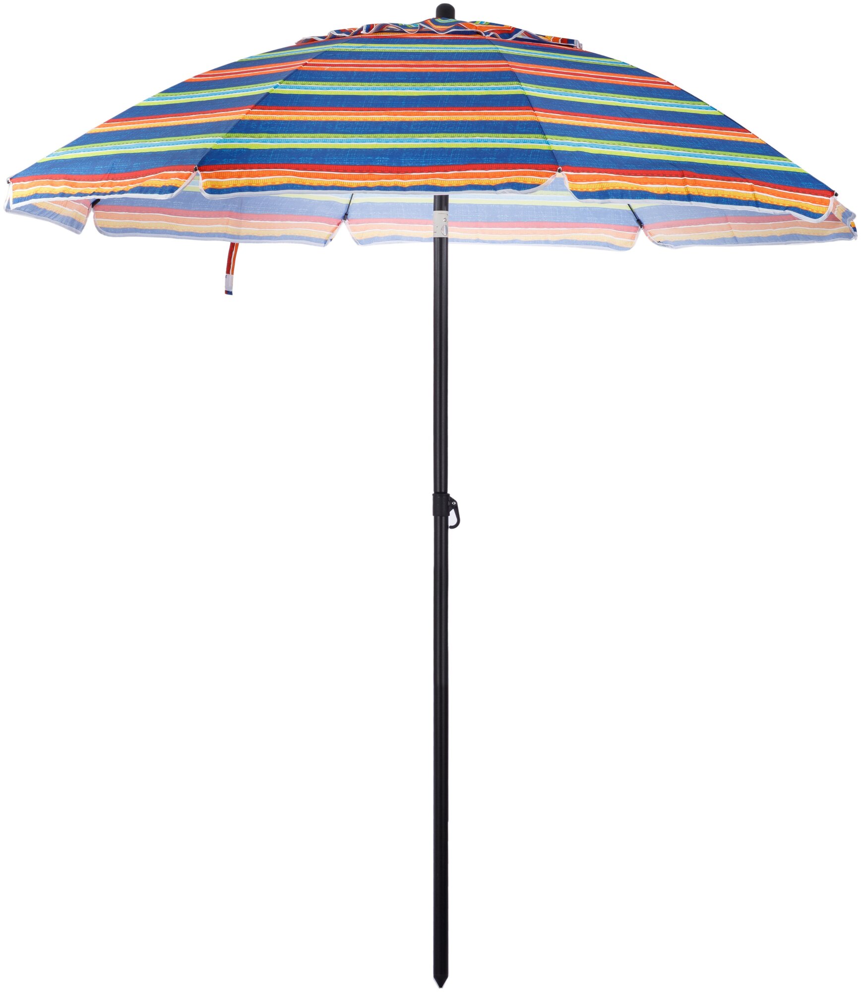 Пляжный зонт, 2,2 м, оксфорд, с клапаном, с наклоном (синий/принт "полоса") в чехле - фотография № 1
