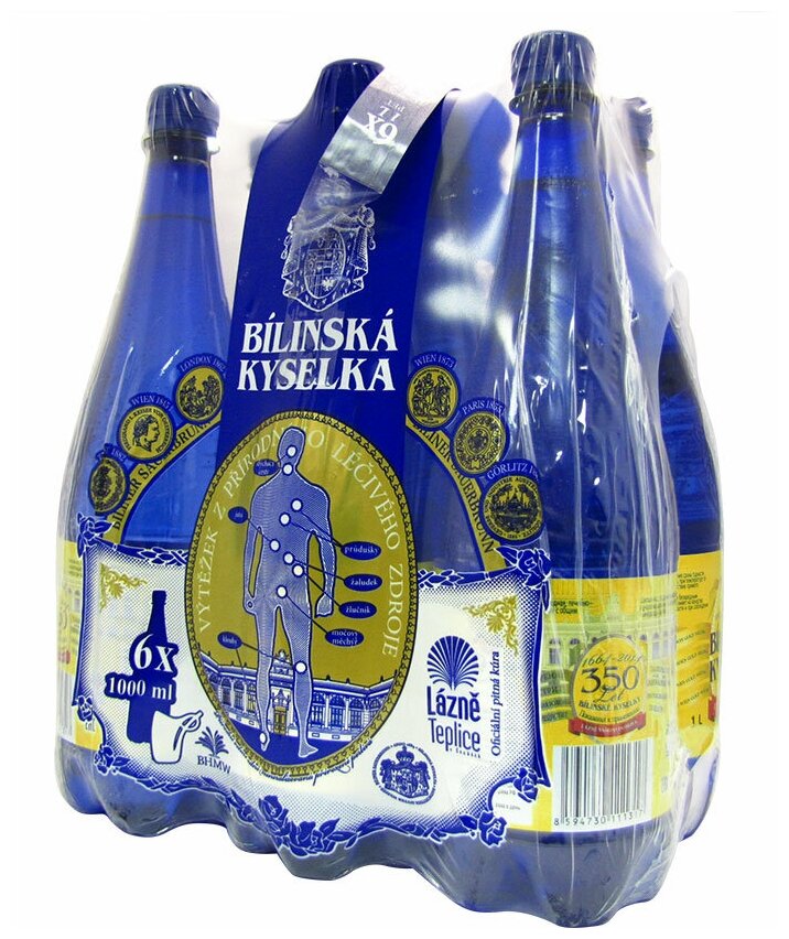 Вода минеральная Bilinska Kyselka (Билинска Киселка) 6шт по 1л, пэт