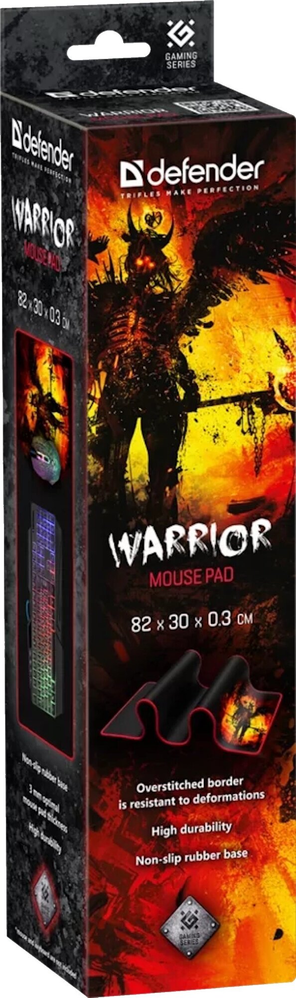 Коврик для мыши Defender Warrior, XL, черный/красный [50563] - фото №5
