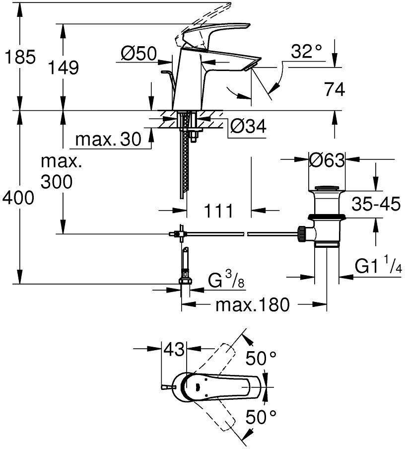 Смеситель для раковины Grohe Eurosmart 23965003