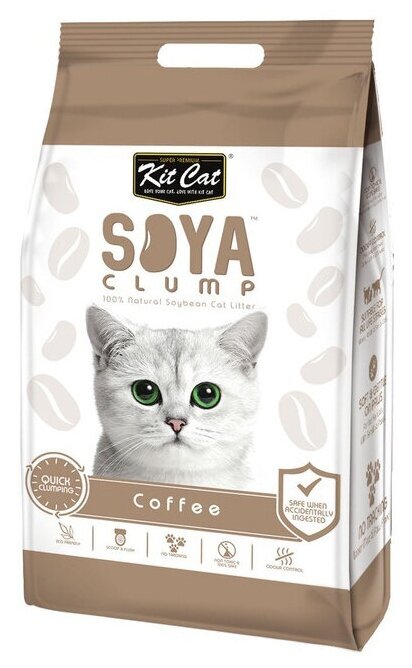 Kit Cat SoyaClump Soybean Litter Coffee соевый биоразлагаемый комкующийся наполнитель с ароматом кофе - 5 кг