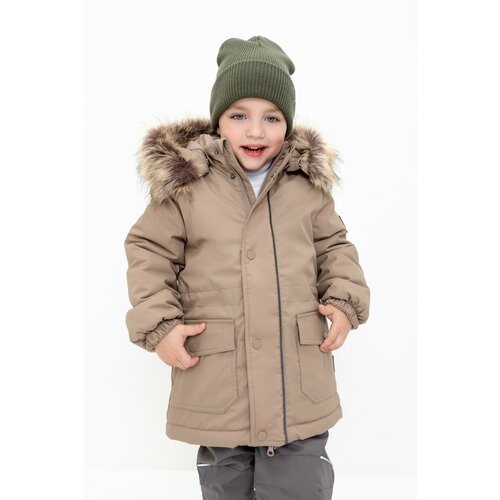 Куртка crockid зимняя, удлиненная, размер 110-116, коричневый