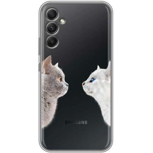 Полупрозрачный дизайнерский силиконовый чехол для Гэлакси А34 5Ж / Samsung Galaxy A34 5G Кошки принт полупрозрачный дизайнерский силиконовый чехол для гэлакси а34 5ж samsung galaxy a34 5g кошки принт