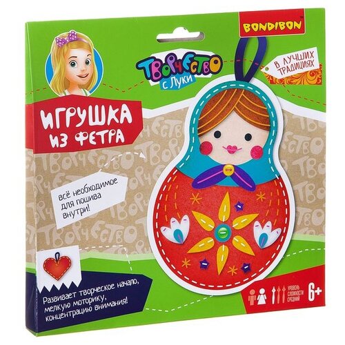 фото Набор для творчества bondibon. игрушка из фетра. матрешка. в лучших традициях!