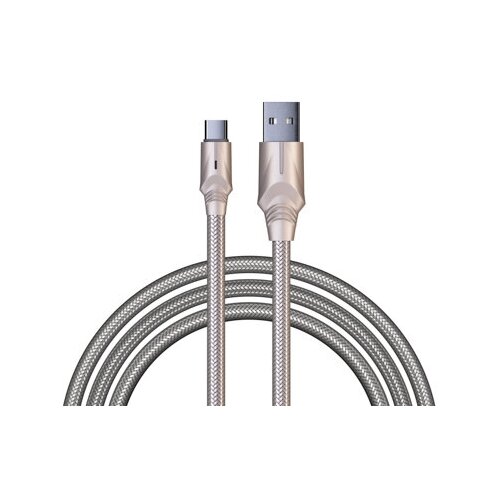 By кабель для зарядки серебро type-c, 1м, быстрая зарядка qc3.0, штекер металл, серебристый