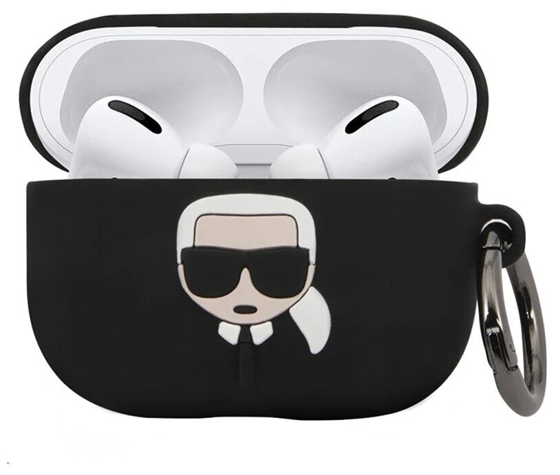 фото Чехол Lagerfeld для Airpods Pro Silicone case with ring Black