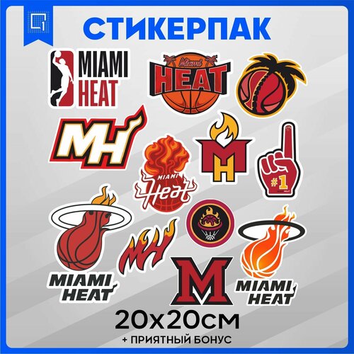 Набор наклеек Стикеры NBA Miami heat 20х20см