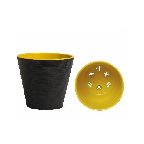 Горшок пластиковый Конус черный с вкладкой d20см 3,7л, Ливингрин