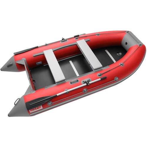 Лодка надувная ПВХ под мотор ROGER Hunter Keel 3000, лодка роджер с жестким дном (красный-серый)