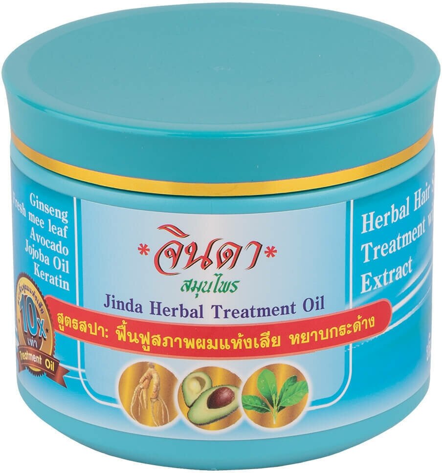 Jinda Травяная маска для роста волос Джинда с женьшенем, кератином, маслом авокадо и маслом жожоба Herbal Treatment Oil, 400 гр