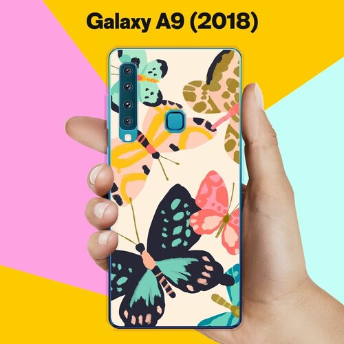 Силиконовый чехол на Samsung Galaxy A9 (2018) Бабочки 9 / для Самсунг Галакси А9 2018 пластиковый чехол хаски в шарфе на samsung galaxy a9 2018 самсунг галакси а9 2018