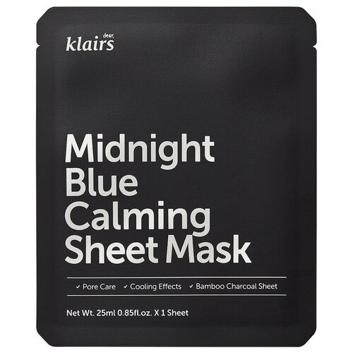 Klairs Маска успокаивающая Midnight Blue Calming Sheet Mask, 25 г, 25 мл тканевая маска для лица dear klairs midnight blue calming sheet mask 25 мл