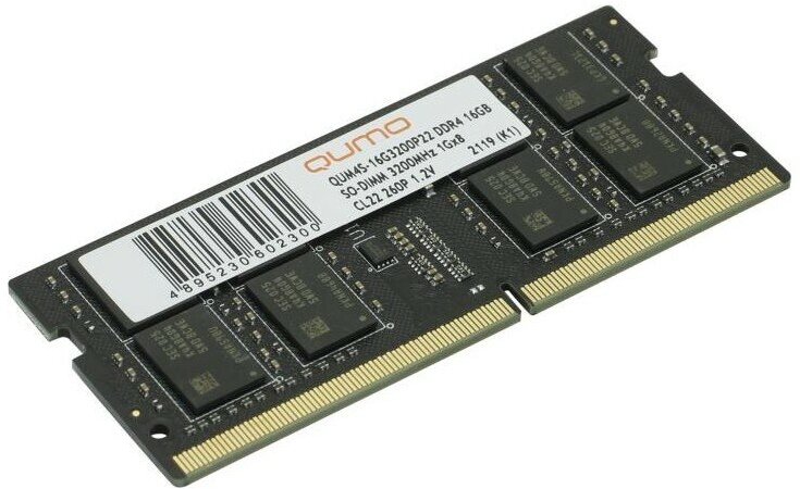 Qumo Модуль памяти DDR4 SODIMM 16GB QUM4S-16G3200P22 PC4-25600, 3200MHz OEM RTL