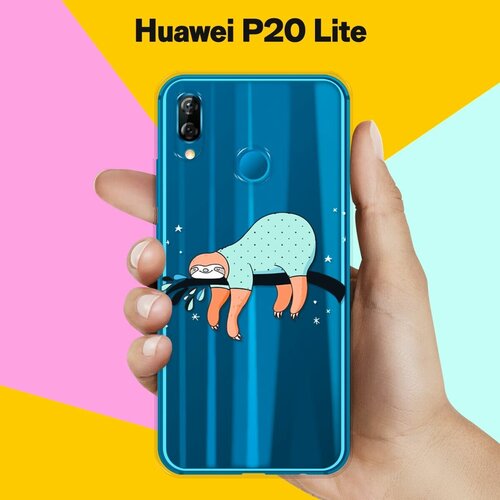 Силиконовый чехол Ленивец на ветке на Huawei P20 Lite