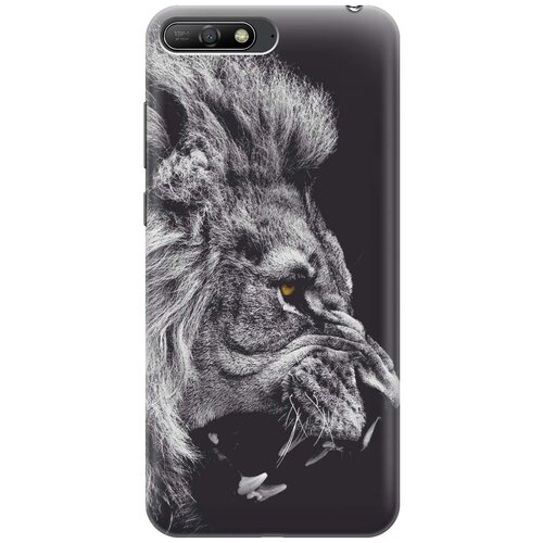 фото Cиликоновый чехол на huawei y6 (2018) / хуавей у6 (2018) с принтом "морда льва" gosso