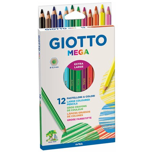 GIOTTO Цветные карандаши Mega 12 цветов (225600), 12 шт. giotto цветные карандаши mega 12 цветов 225600 12 шт