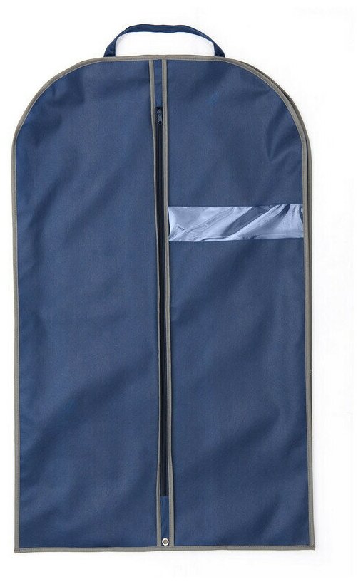 Чехол для одежды Чехол для одежды из спанбонда с окошком синий, кант серый, BL 100-60