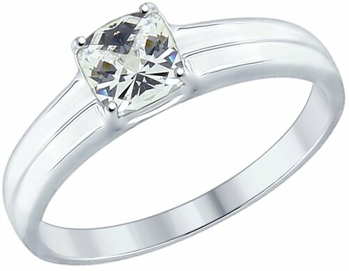 Кольцо кольцо из серебра 89010067, серебро, 925 проба, родирование, размер 18, бесцветный