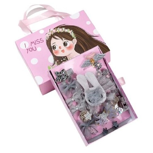 Комплект заколок для девочки 18шт. I Miss You