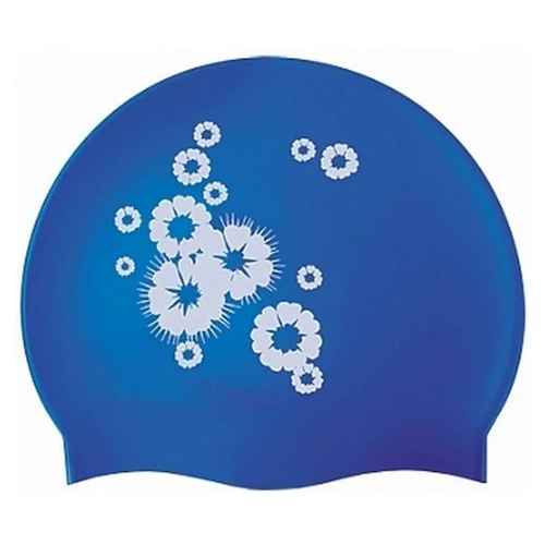 Шапочка для плавания ATEMI , силикон, синяя (цветы), PSC402