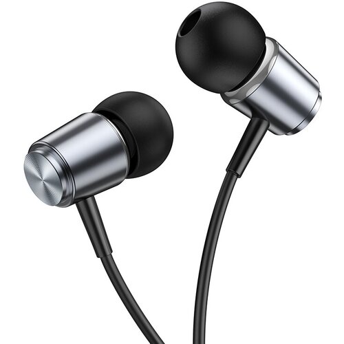 Наушники вакуумные AUX разъём с МК без рег громкости длина 12м Hoco M108 Spring Metal Grey 29300₽