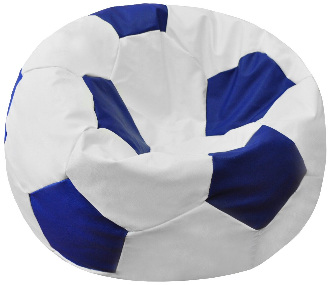 Кресло-мешок Мяч Пазитифчик бело-синий (экокожа) 110х100 см