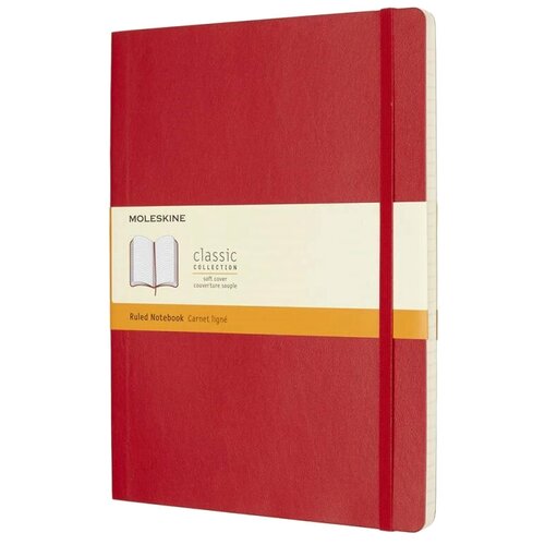 Блокнот Moleskine Classic Soft 190х250, 96 листов 431021QP621F2, красный, цвет бумаги бежевый