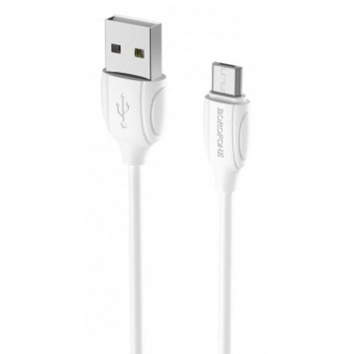 Кабель Borofone BX19, microUSB - USB, 2.4 А, 1 м, белый, 2 штуки кабель для смартфона usb microusb borofone bx14 2 м белый 1 шт