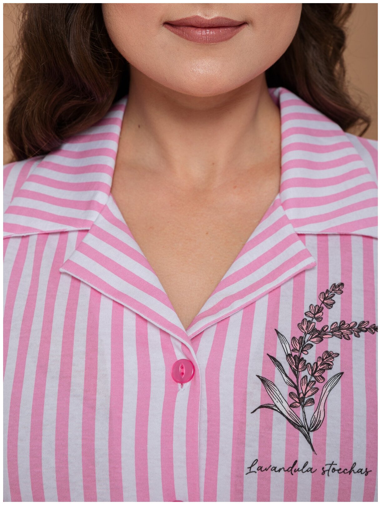 Домашняя женская пижама Алтекс с шортами и рубашкой розовая, размер 46 - фотография № 7