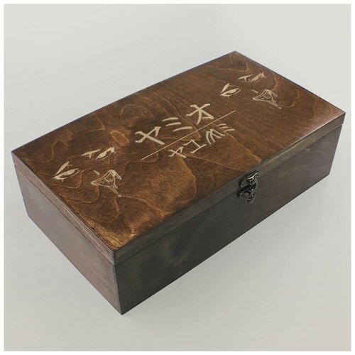 Купить Коробка для чайных пакетиков Чайница из дерева, 4 отделения с узором аниме, девушка, ахегао - 149, GoodWOOD, коричневый, дерево